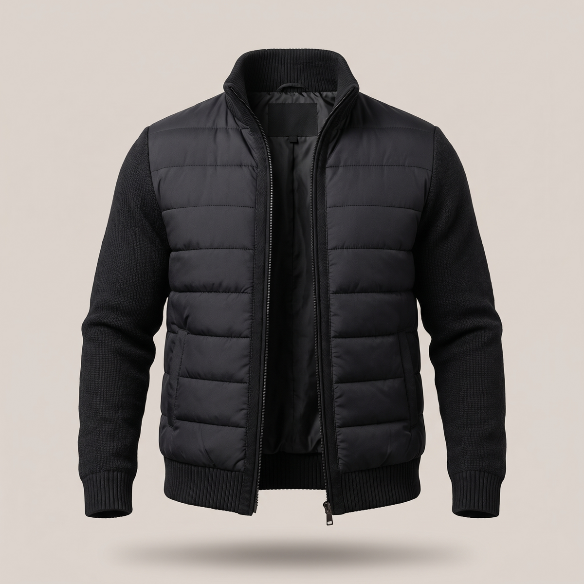 QUILTED FRONT KNIT JACKET