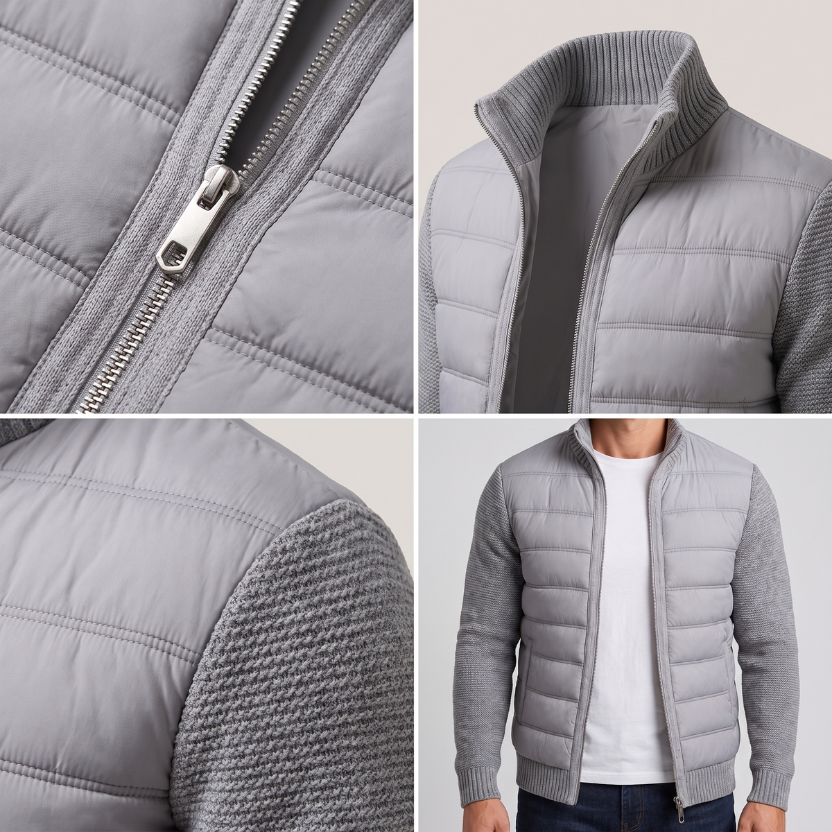 QUILTED FRONT KNIT JACKET