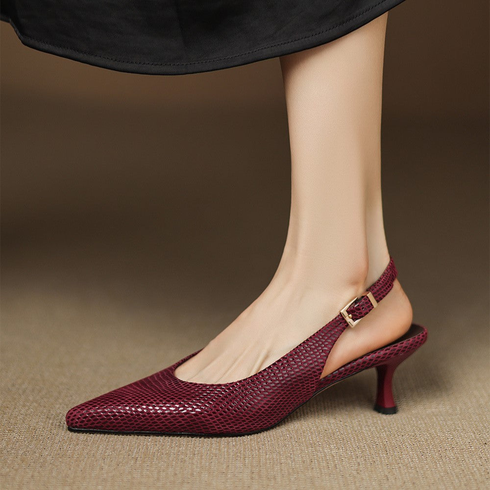 Céliane Pointed Leather Slingback Heels