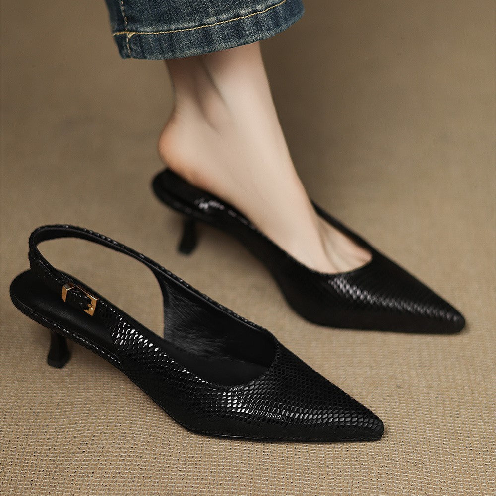 Céliane Pointed Leather Slingback Heels