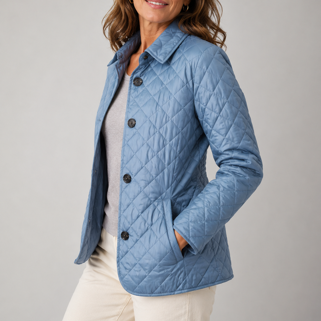 Classic Diamond Quilted Jacket with Check Cuff Lining