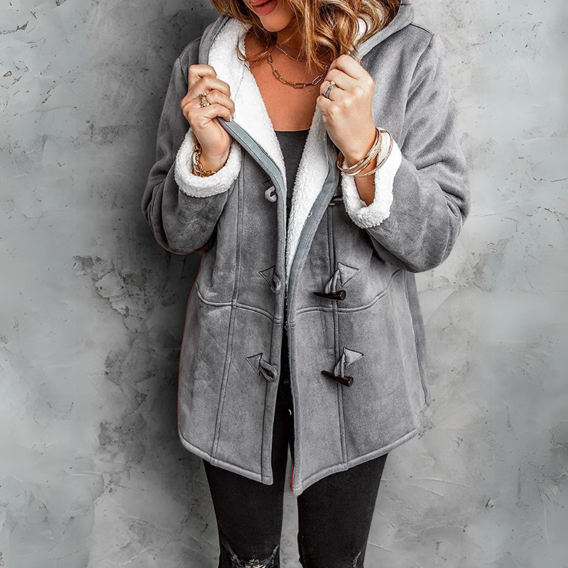 Cosy Hooded Sherpa Lined Jacket with Toggle Closure