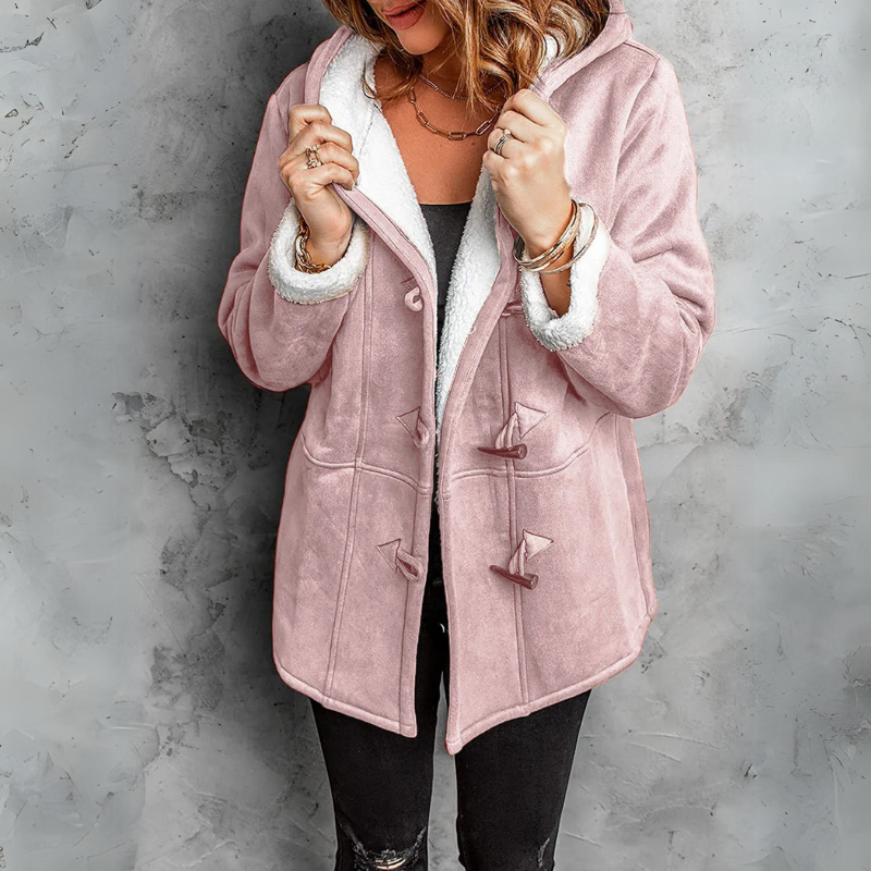 Cosy Hooded Sherpa Lined Jacket with Toggle Closure