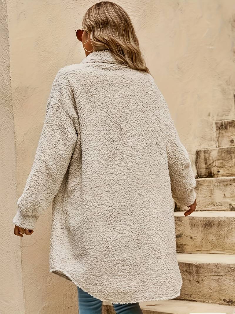 Cosy Oversized Teddy Coat with Chest Pockets