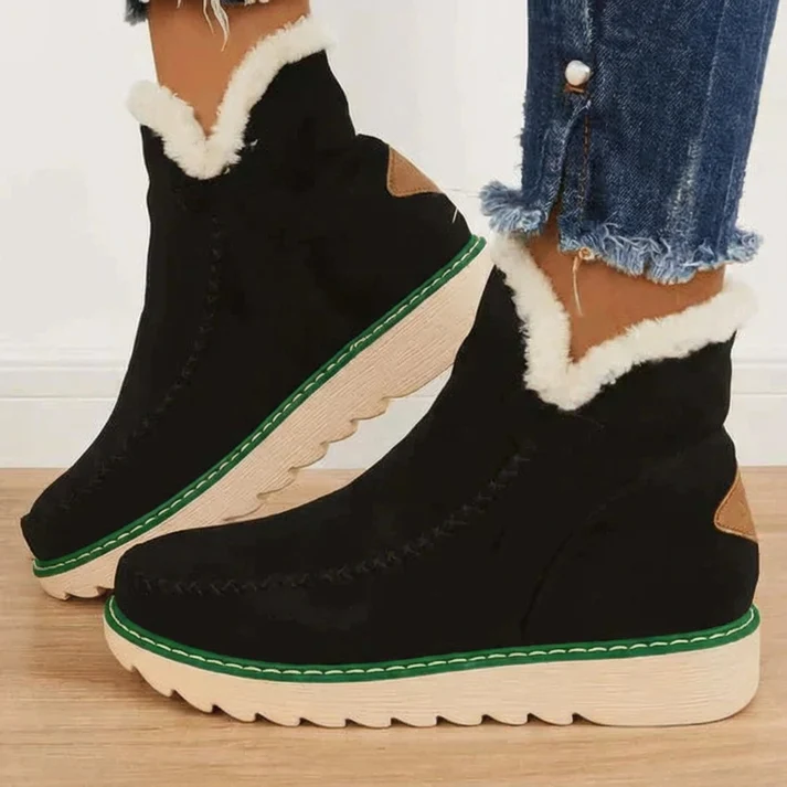 Cosy Suede Ankle Boots with Sherpa Lining and Platform Sole