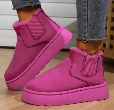 Cosy Suede Platform Ankle Boots with Fur Lining
