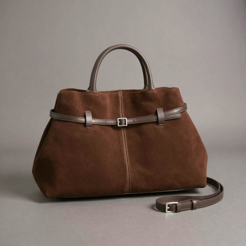 Rosamund - Structured Faux Suede Tote Bag