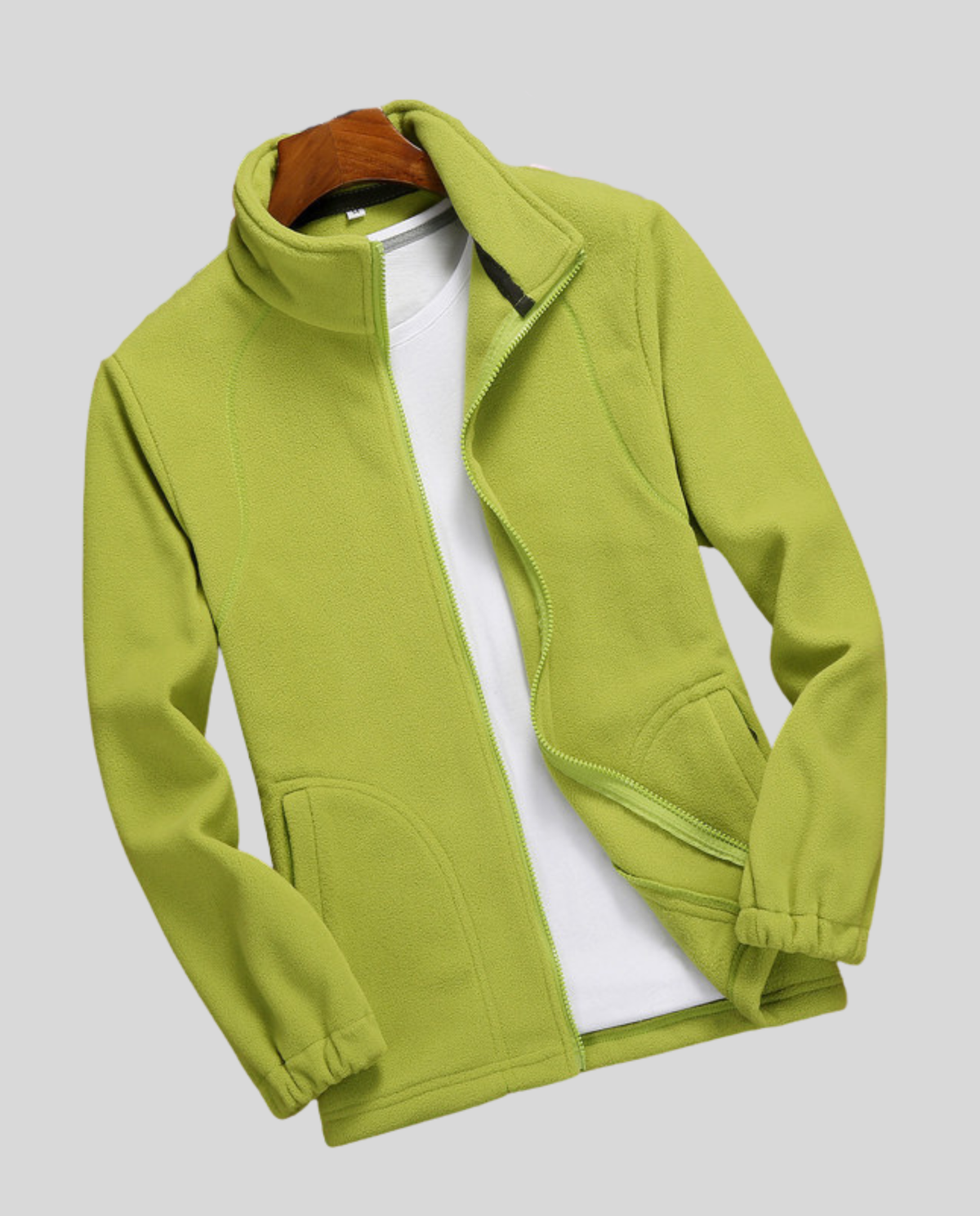 Full Zip Fleece Jacket with Stand Collar and Side Pockets