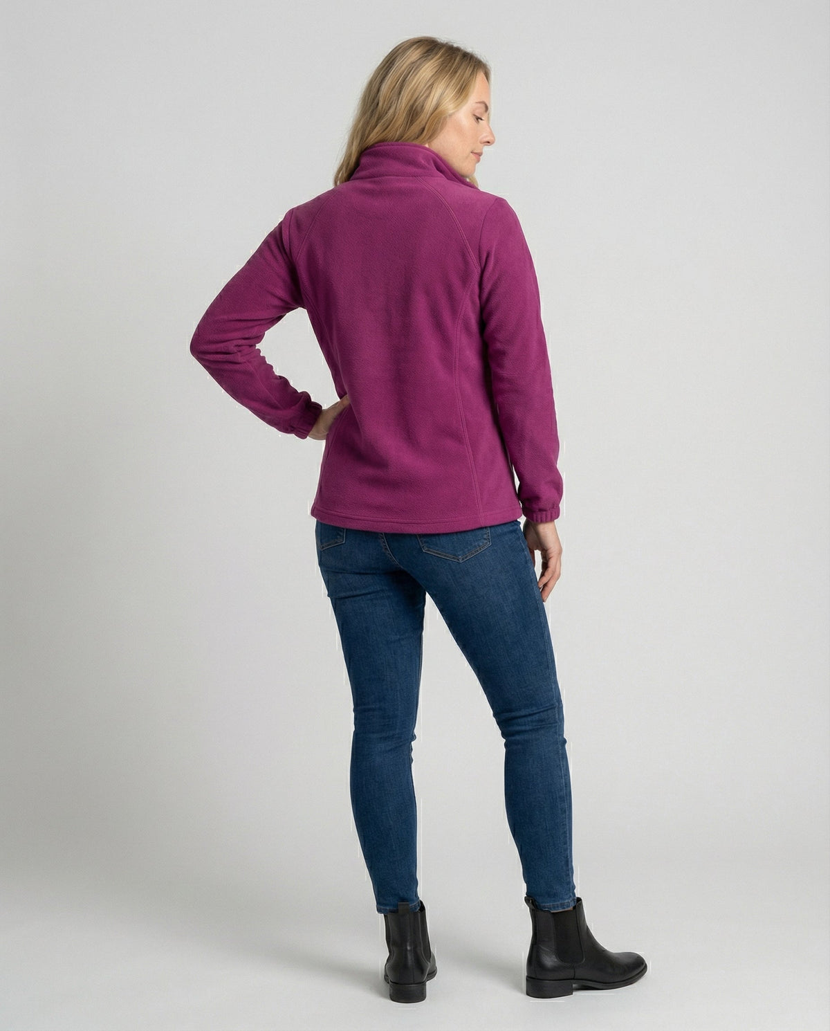 Full Zip Fleece Jacket with Stand Collar and Side Pockets