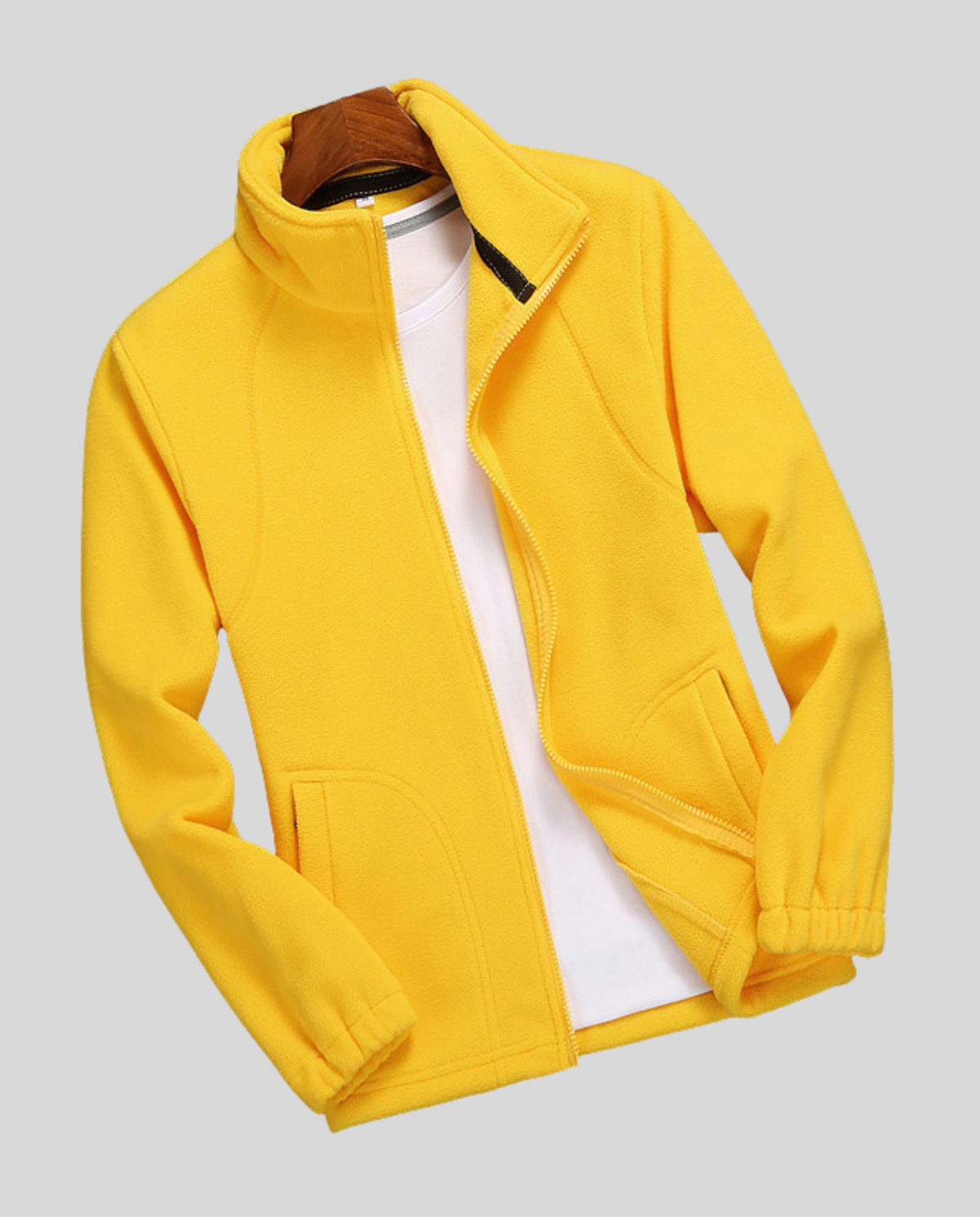 Full Zip Fleece Jacket with Stand Collar and Side Pockets