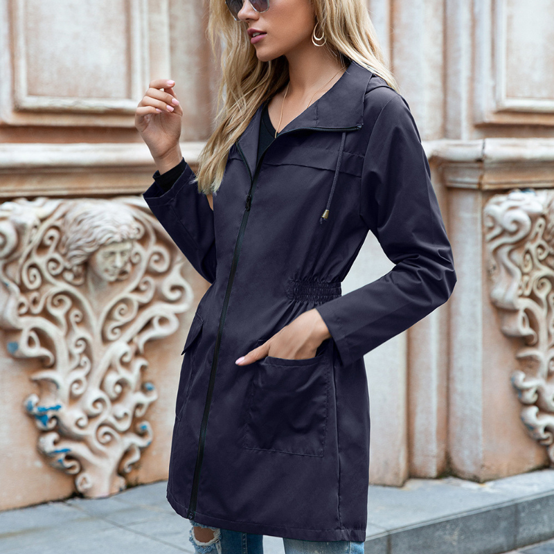 Hooded Lightweight Rain Jacket with Elasticated Waist