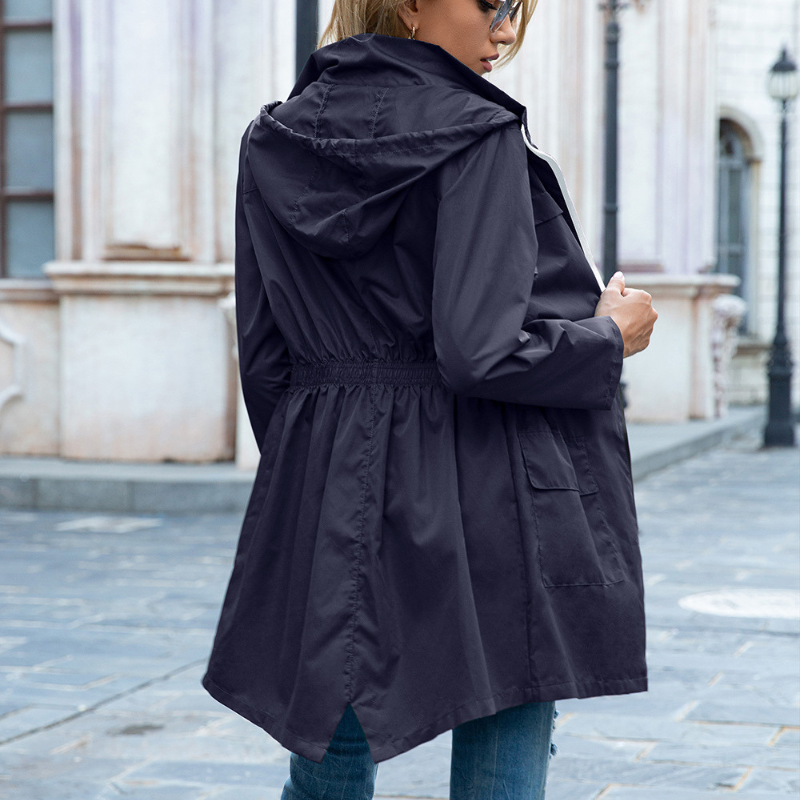Hooded Lightweight Rain Jacket with Elasticated Waist