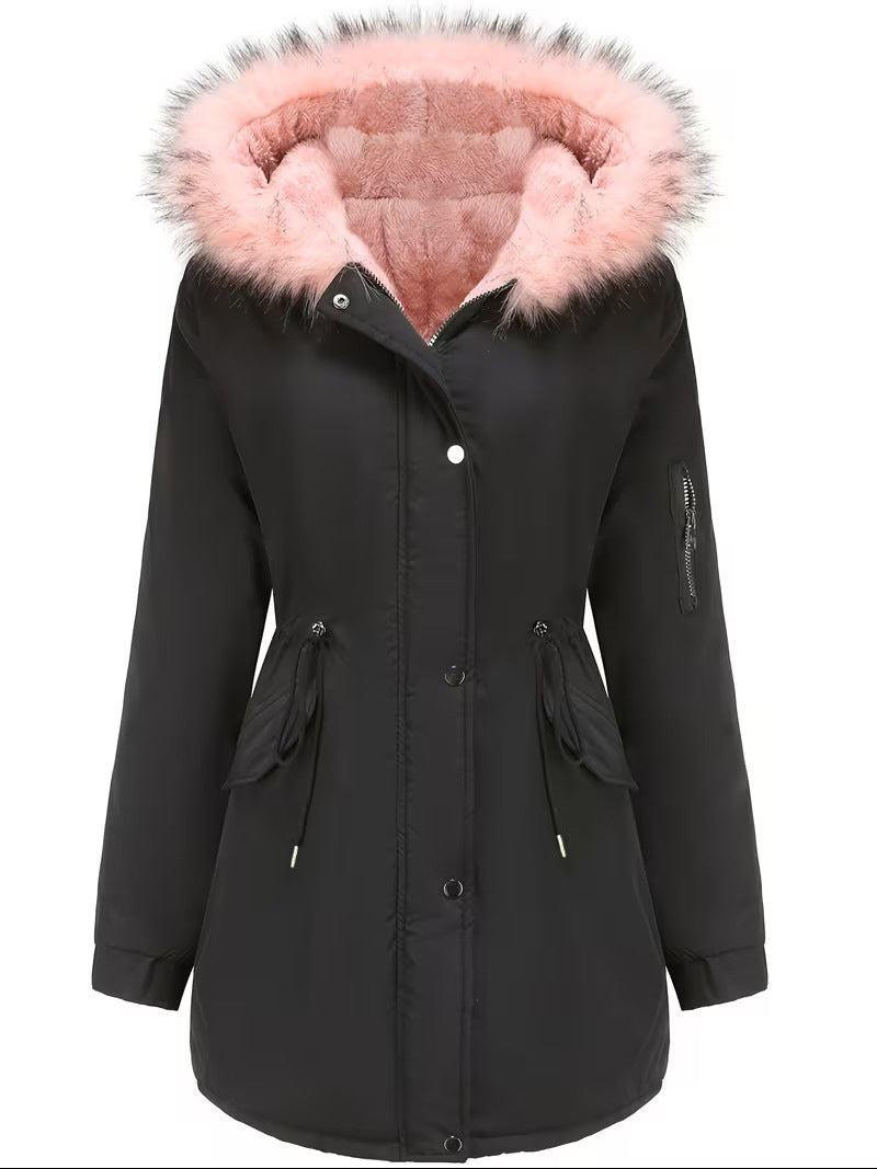 Hooded Parka with Faux Fur Trim and Fleece Lining