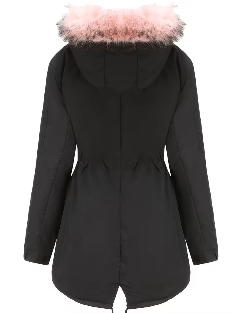 Hooded Parka with Faux Fur Trim and Fleece Lining