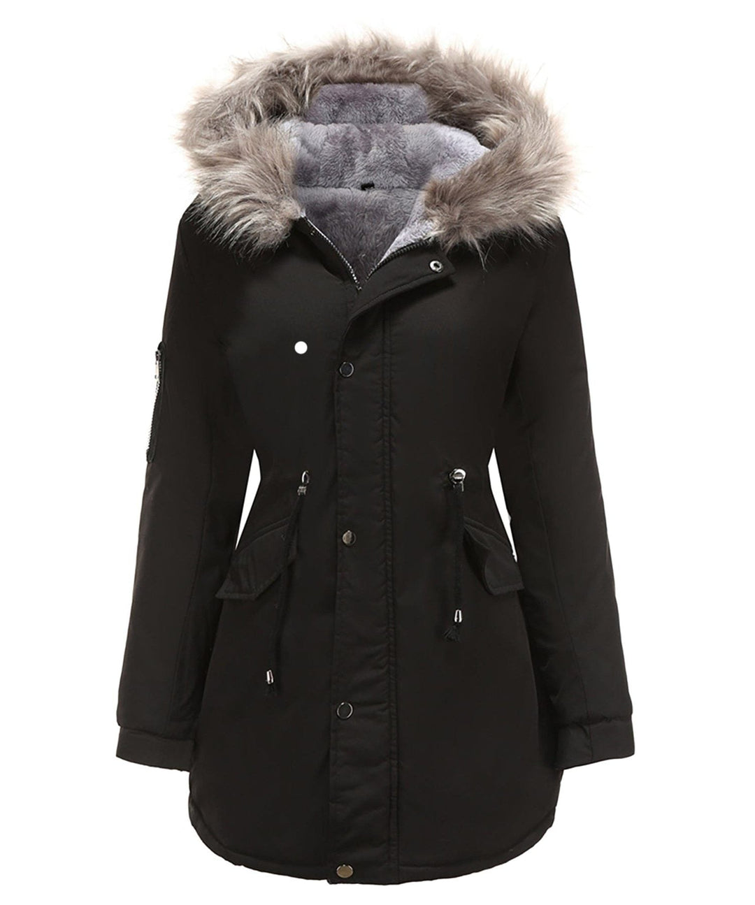 Hooded Parka with Faux Fur Trim and Fleece Lining