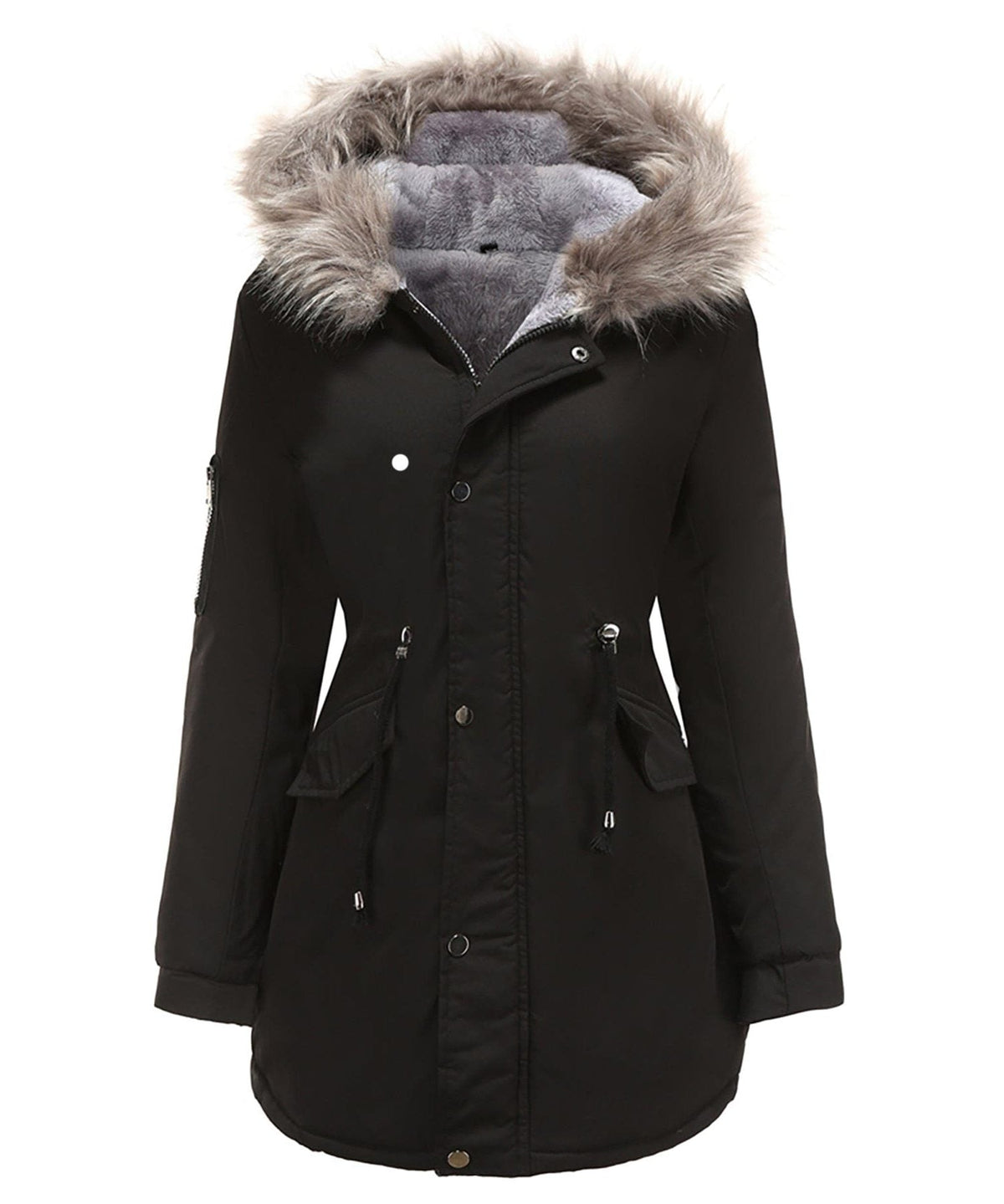 Hooded Parka with Faux Fur Trim and Fleece Lining