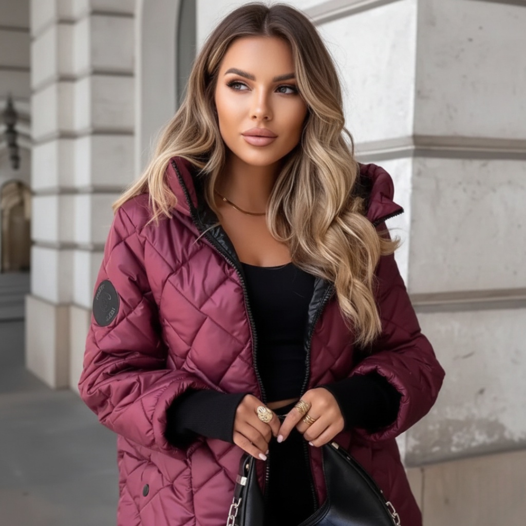 Hooded Quilted Puffer Jacket with Ribbed Knit Cuffs
