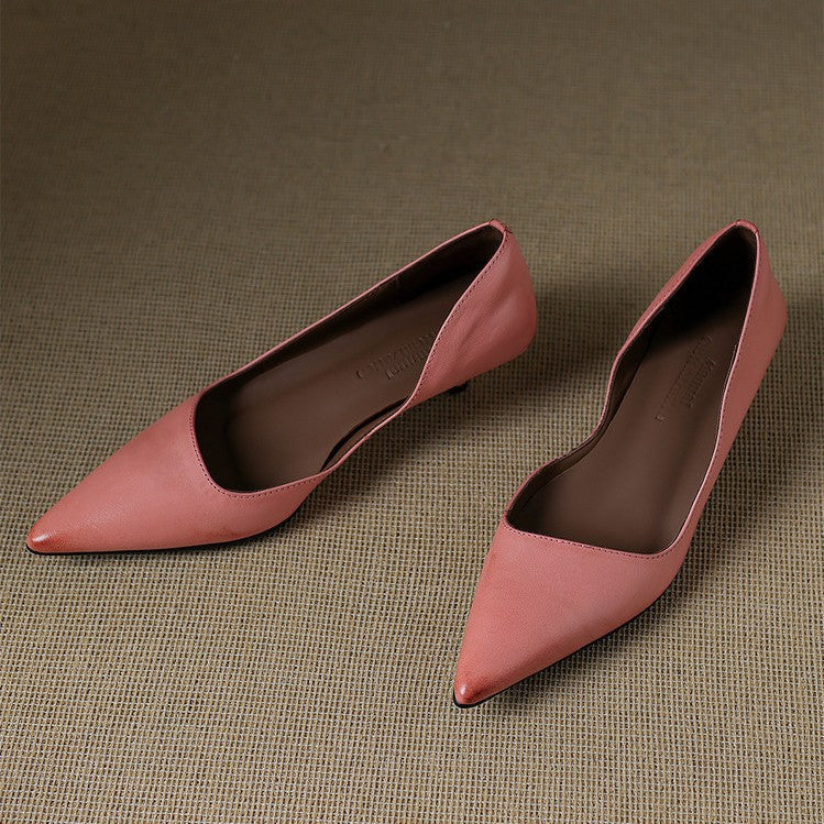 Orlisse Leather Kitten Heel Pumps