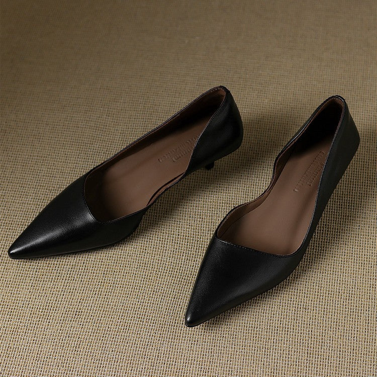 Orlisse Leather Kitten Heel Pumps