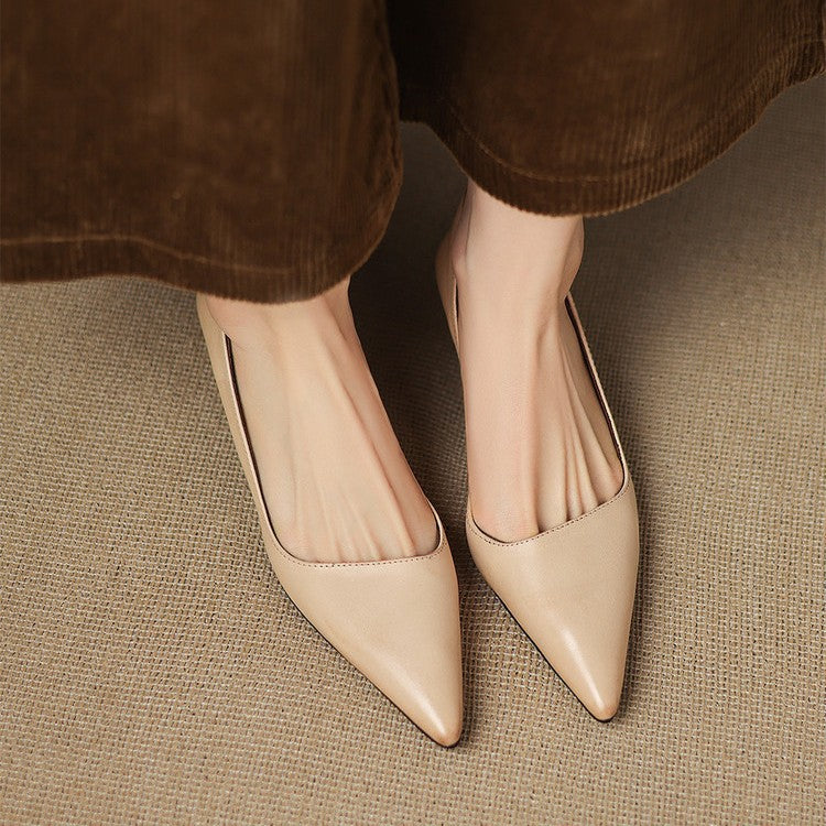 Orlisse Leather Kitten Heel Pumps