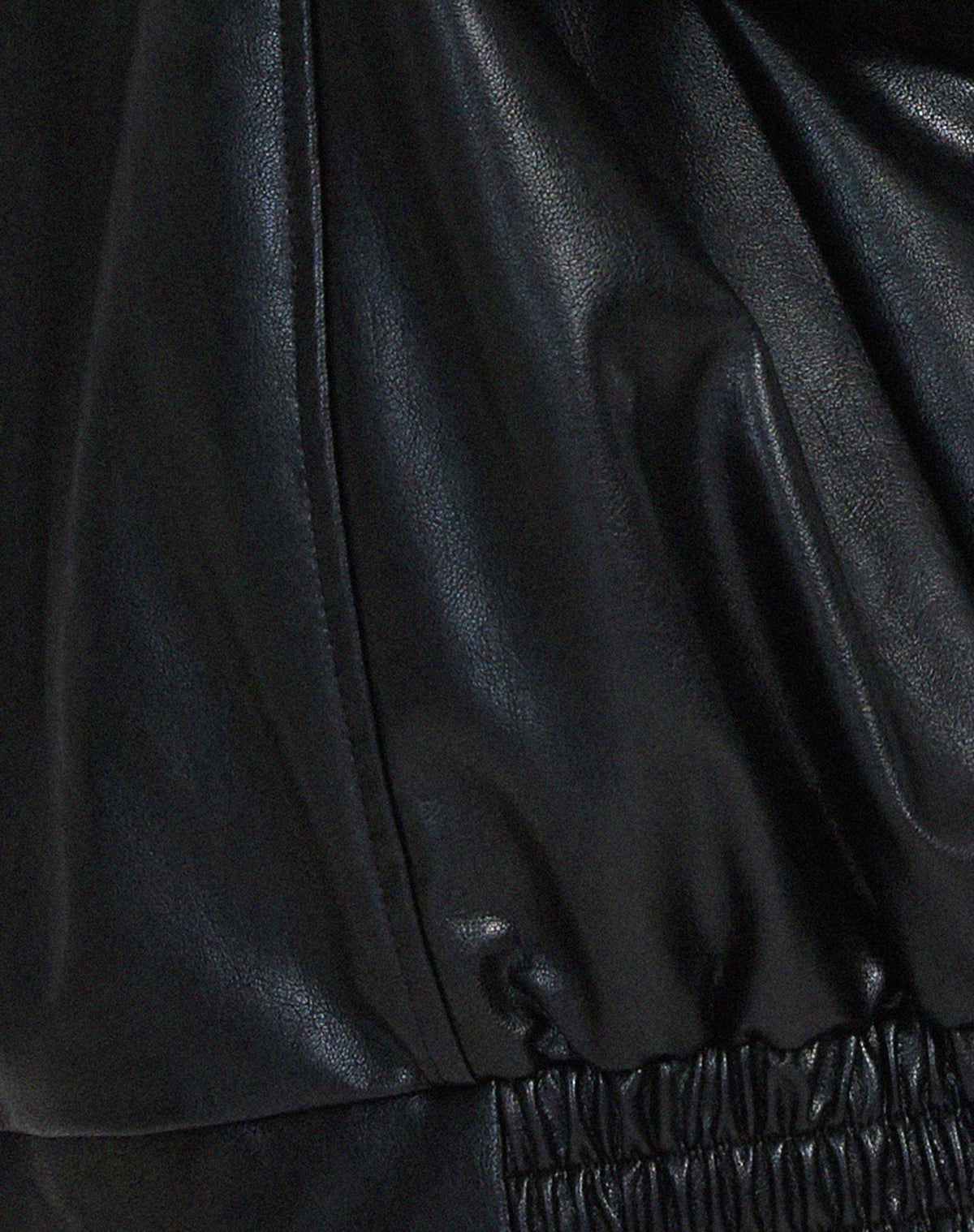 Oversized Faux Leather Bomber Jacket with Zip Front