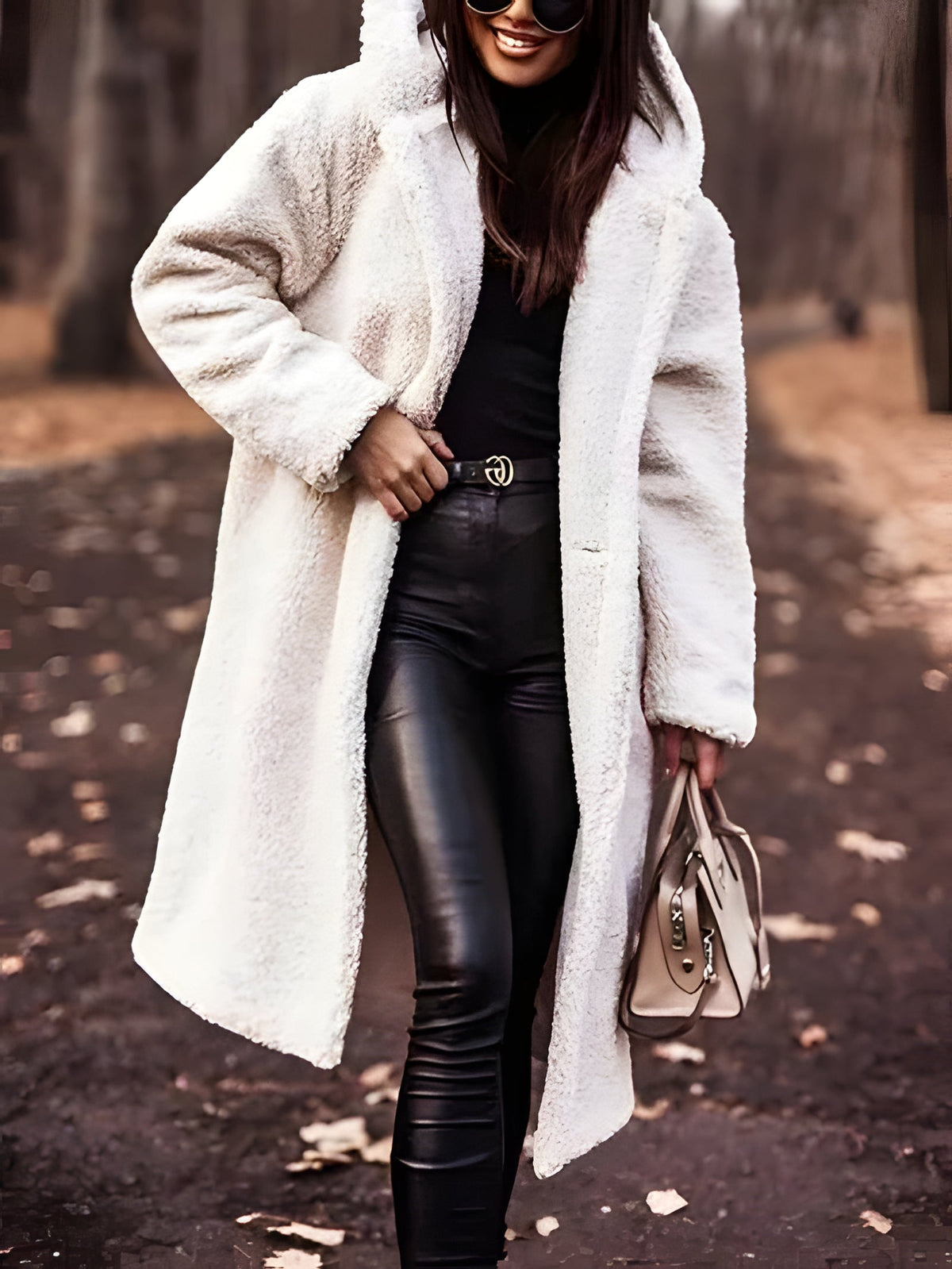 Oversized Hooded Teddy Coat with Large Front Pockets