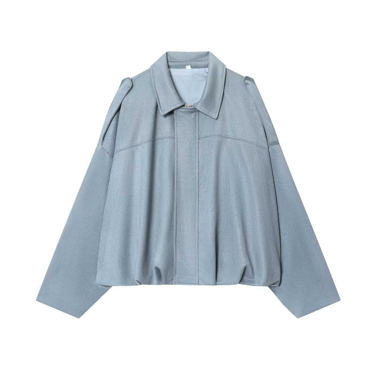 Oversized Suede Bomber Jacket with Zip Front and Drop Shoulders