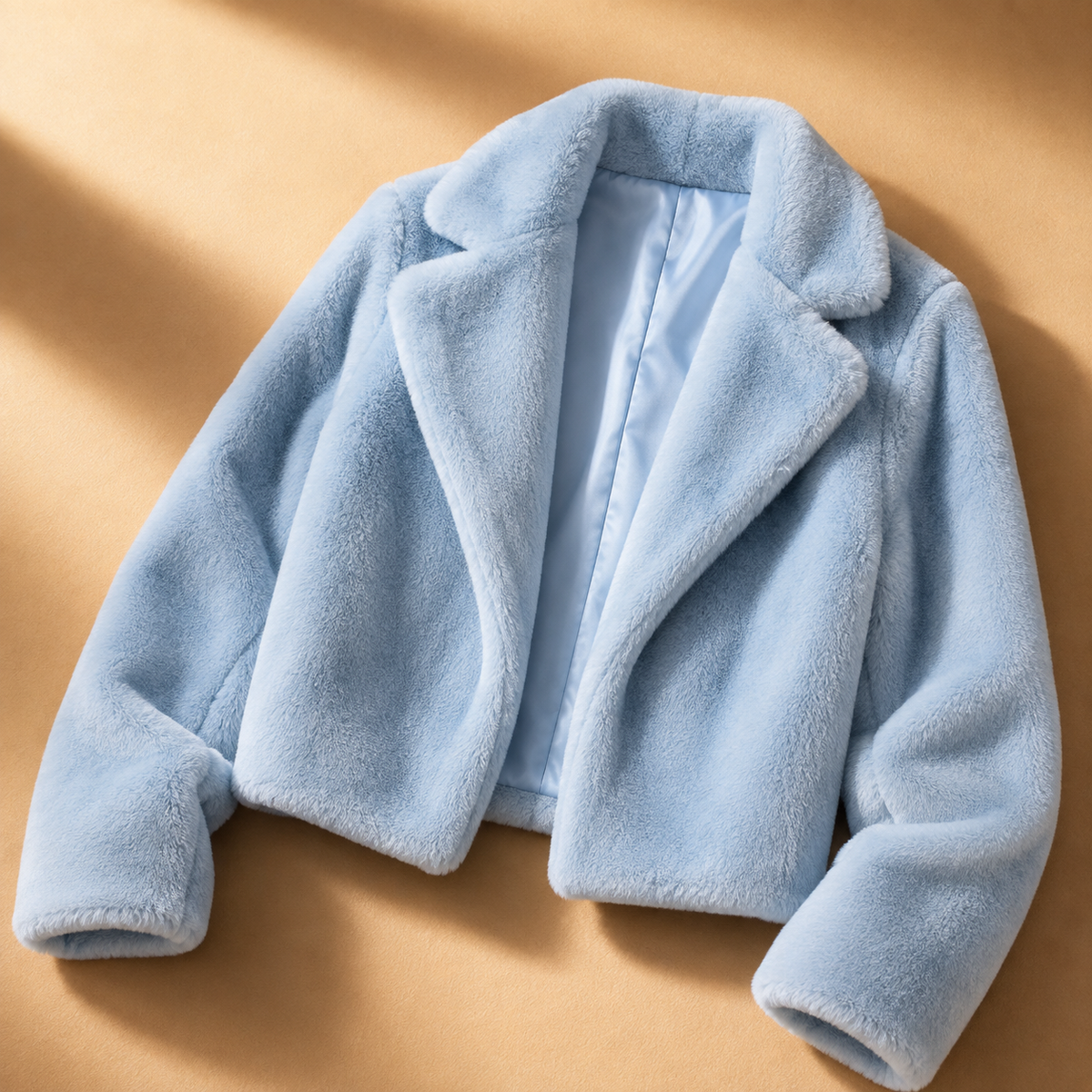 Plush Cropped Faux Fur Jacket with Wide Collar