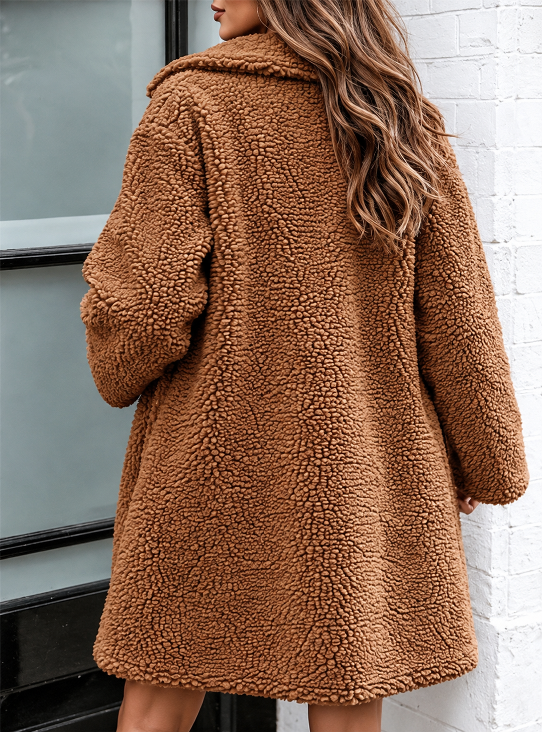 Plush Oversized Teddy Coat with Wide Lapels