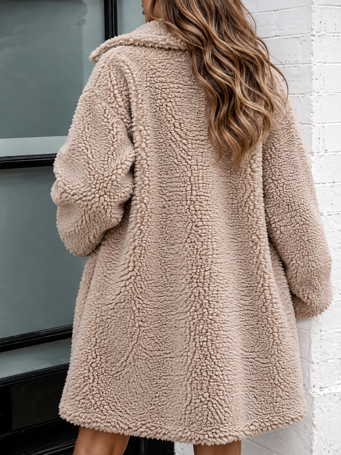 Plush Oversized Teddy Coat with Wide Lapels