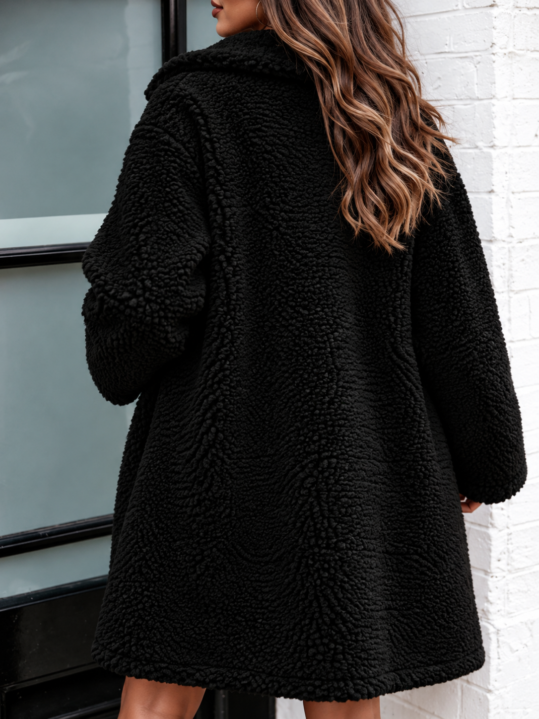 Plush Oversized Teddy Coat with Wide Lapels