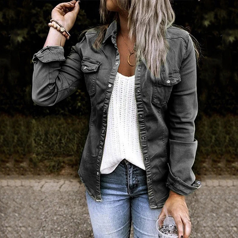 Relaxed Jacket with Chest Pockets and Raw Hem