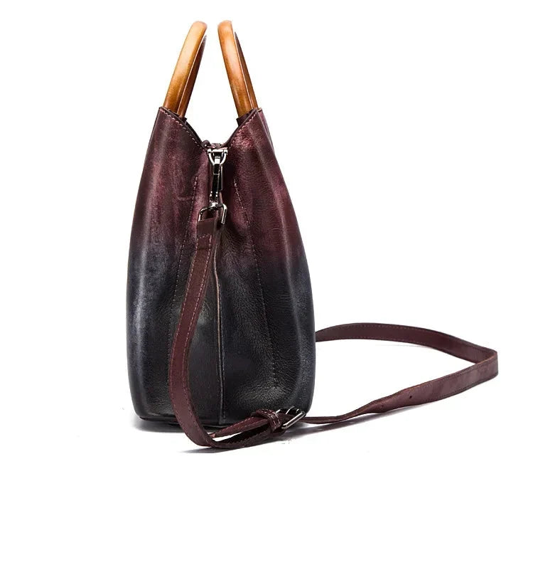 Saskia - Hand-Painted Ombre Ring Handle Handbag
