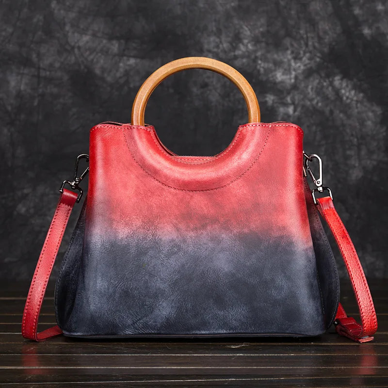 Saskia - Hand-Painted Ombre Ring Handle Handbag