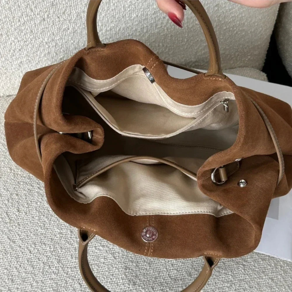 Rosamund - Structured Faux Suede Tote Bag