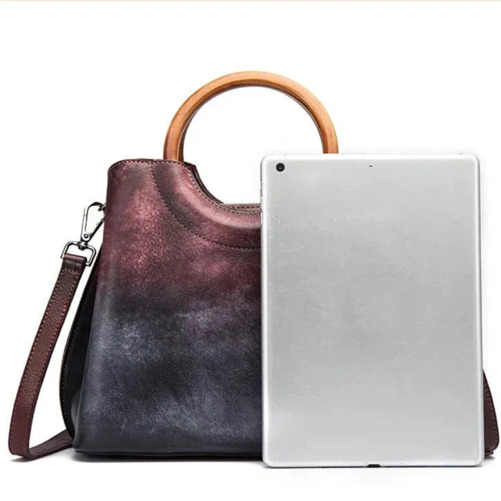 Saskia - Hand-Painted Ombre Ring Handle Handbag