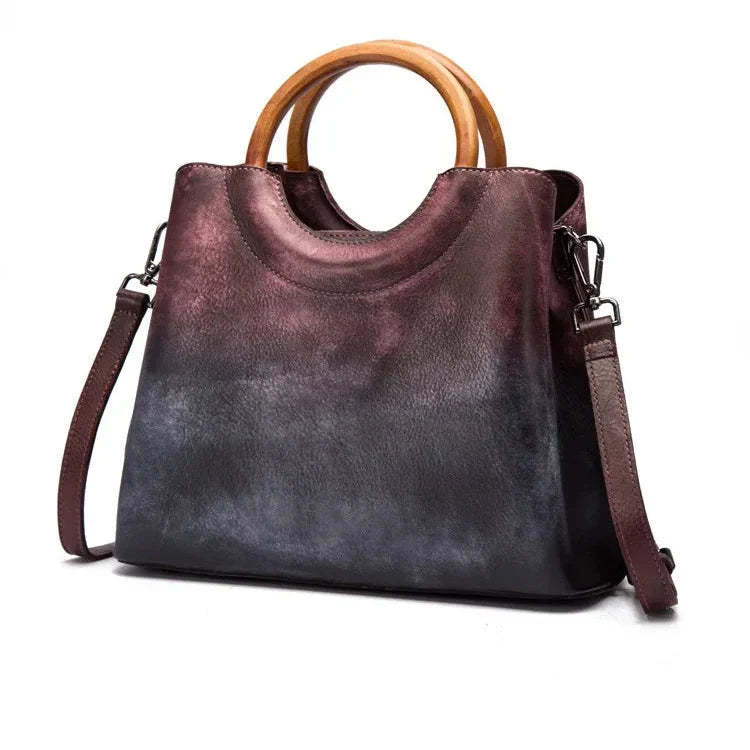Saskia - Hand-Painted Ombre Ring Handle Handbag
