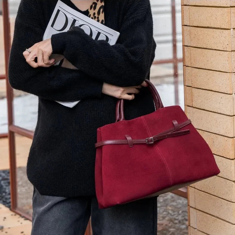Rosamund - Structured Faux Suede Tote Bag