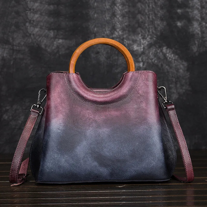 Saskia - Hand-Painted Ombre Ring Handle Handbag