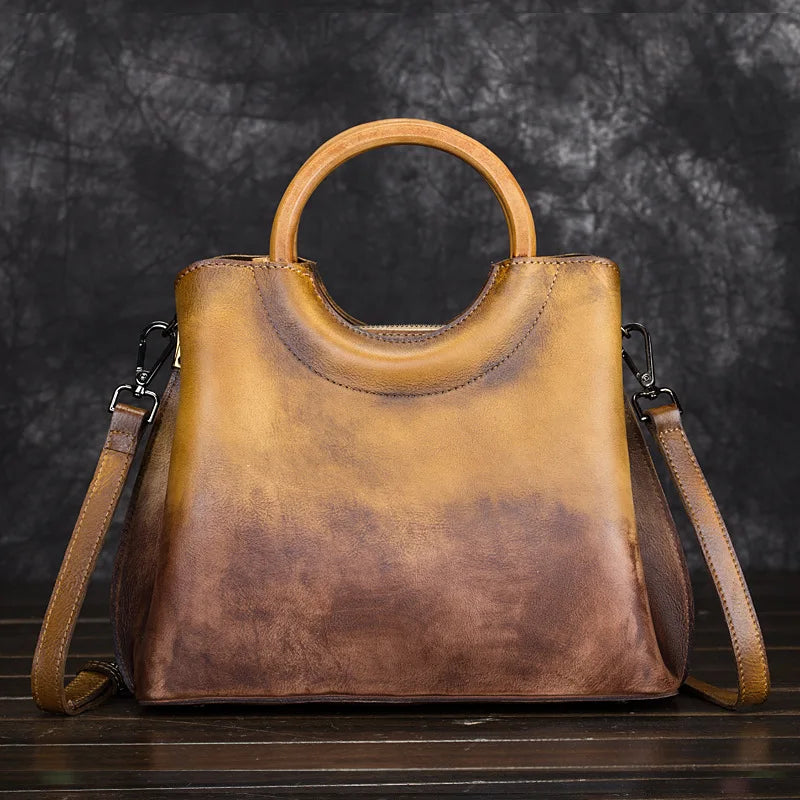 Saskia - Hand-Painted Ombre Ring Handle Handbag