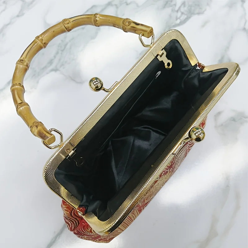 Ottilie - Embroidered Bamboo Handle Handbag
