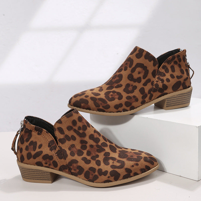 Suede Ankle Boots with Pointed Toe and Block Heel