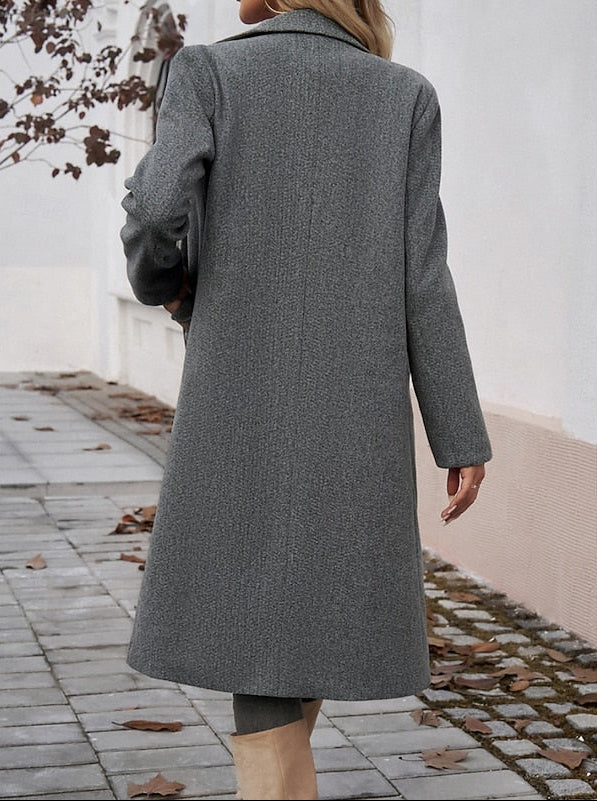 Tailored Long Wool Coat with Satin Lining