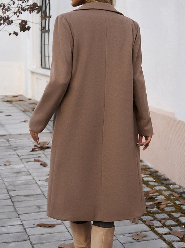 Tailored Long Wool Coat with Satin Lining