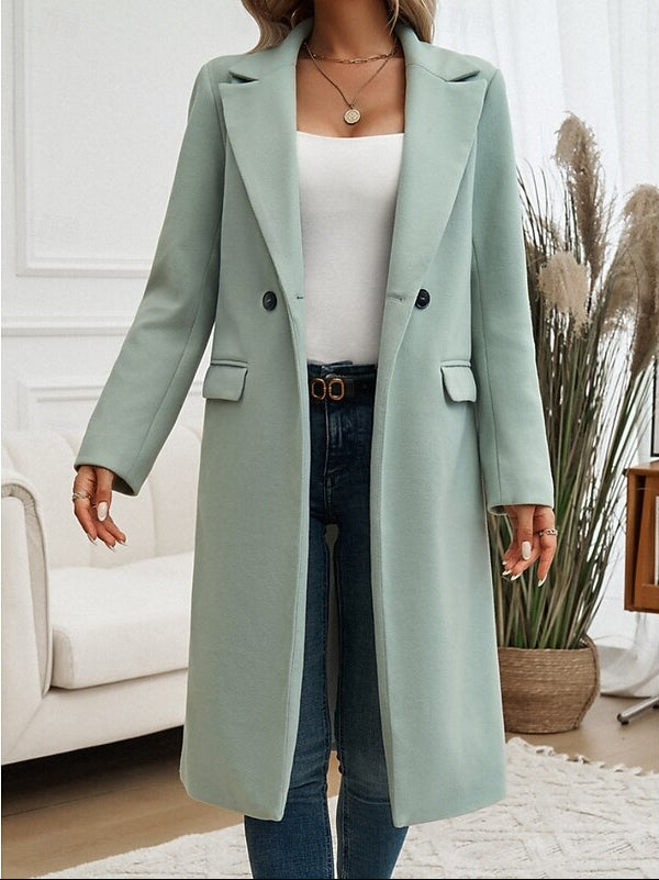 Tailored Long Wool Coat with Satin Lining