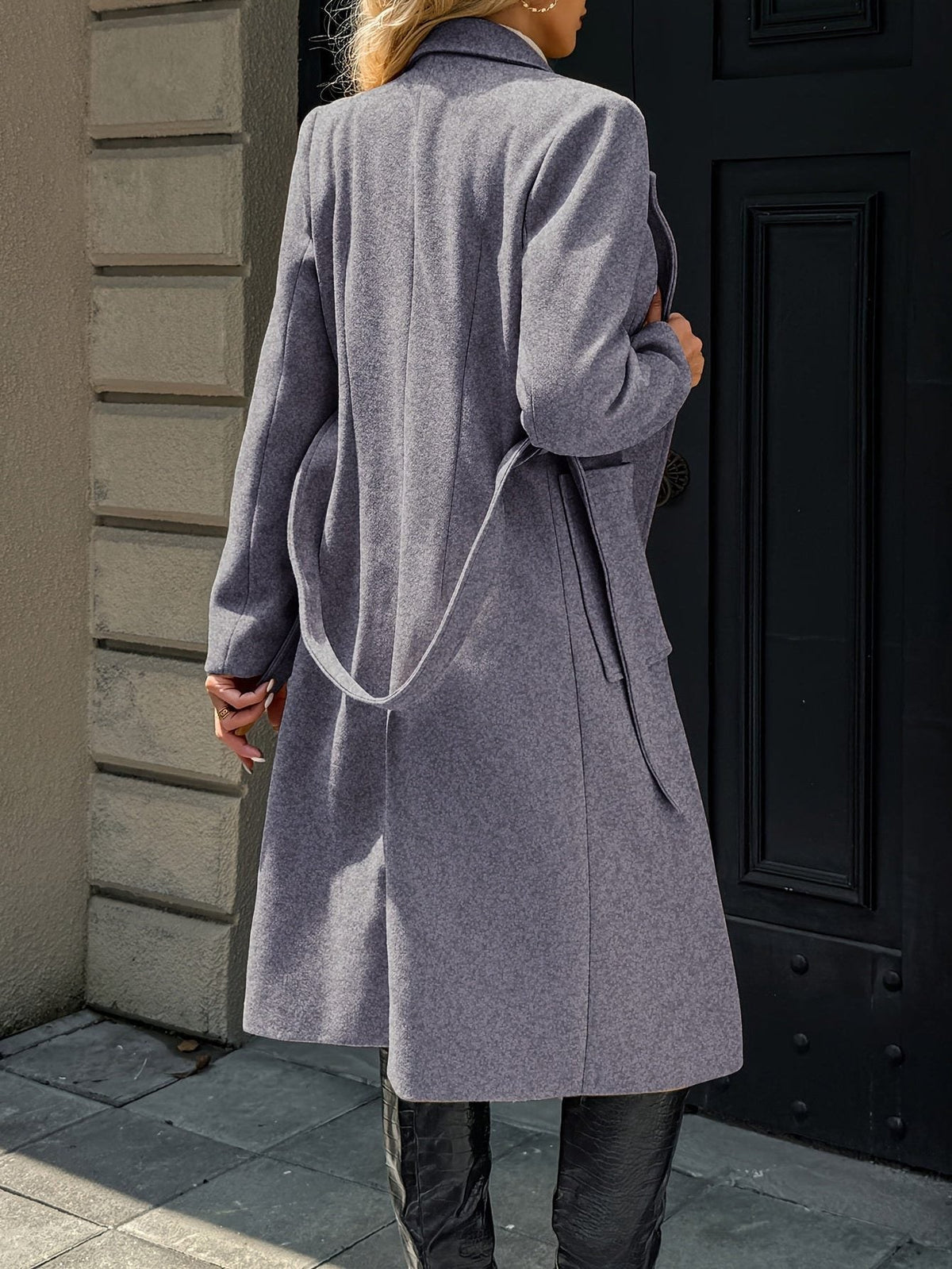 Timeless Belted Wool Coat with Patch Pockets and Wide Collar