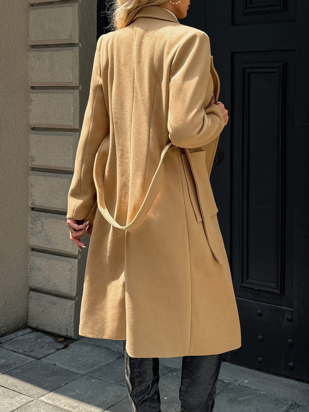 Timeless Belted Wool Coat with Patch Pockets and Wide Collar
