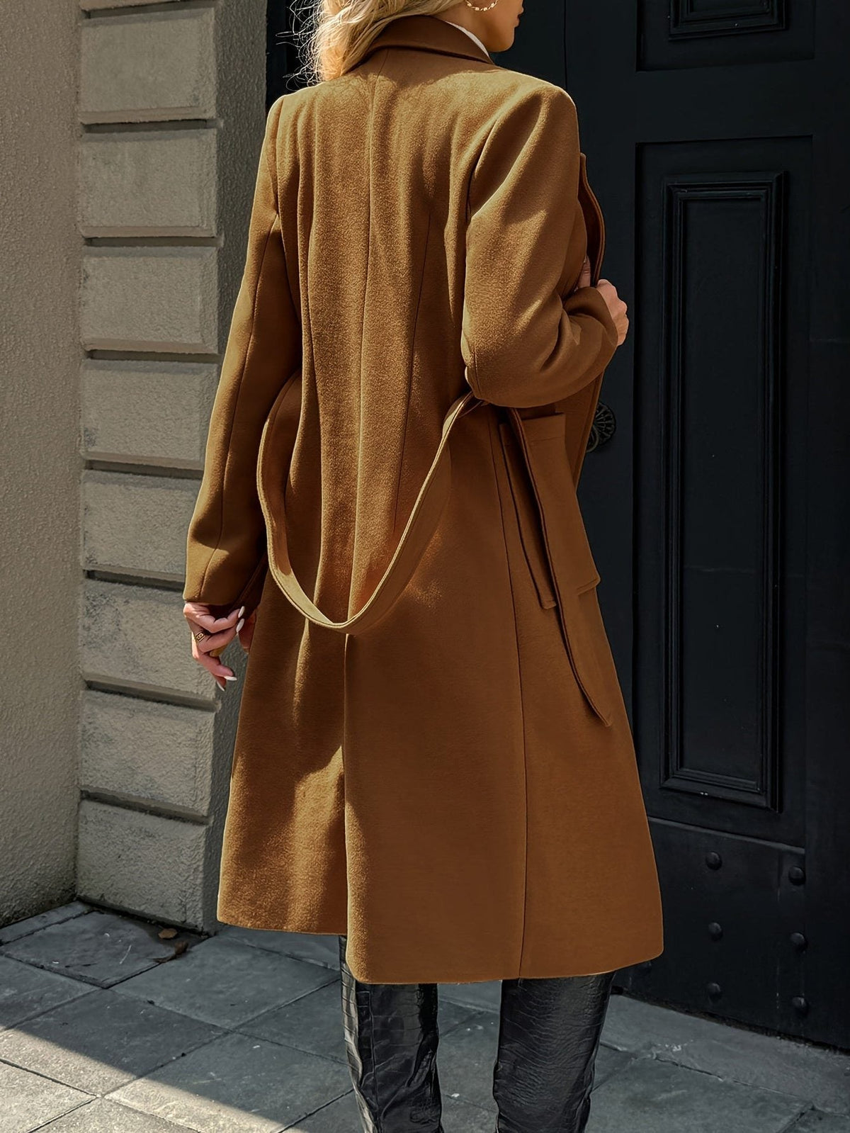 Timeless Belted Wool Coat with Patch Pockets and Wide Collar