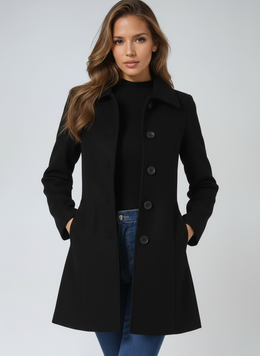 Timeless Fitted Wool Coat with Wide Collar