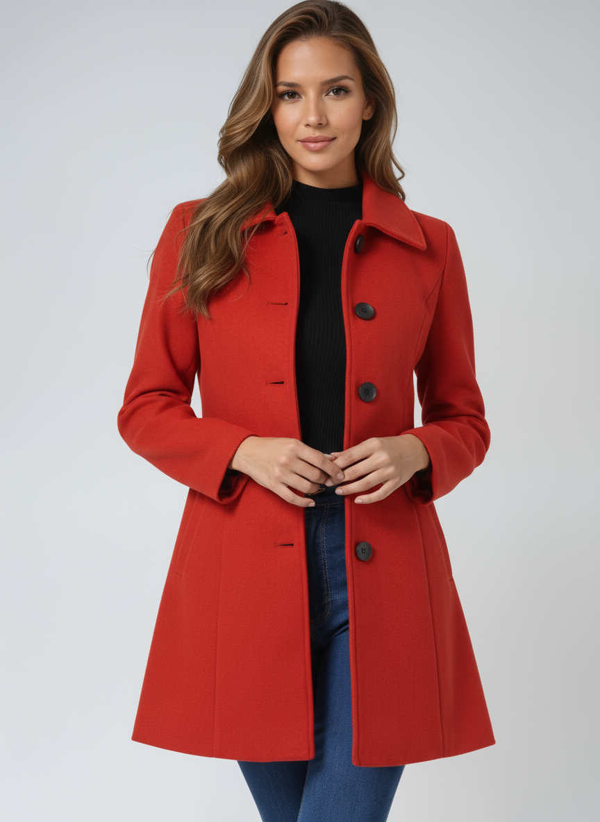 Timeless Fitted Wool Coat with Wide Collar
